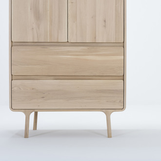 Gazzda Fawn wardrobe houten kledingkast whitewash - 200 x 90 cm Bruin