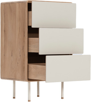 Gazzda Fina drawer houten ladekast whitewash - mushroom linoleum - 60 x 100 cm Wit