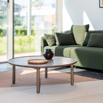 Gazzda Mu coffee table houten salontafel donker eiken - Ø 100 cm Bruin
