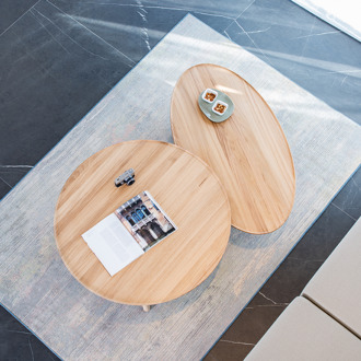 Gazzda Mu coffee table houten salontafel whitewash - Ø 100 cm Bruin