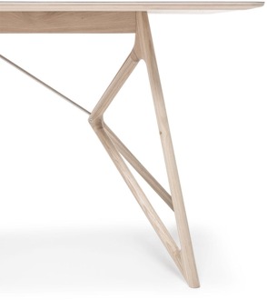 Gazzda Tink table houten eettafel whitewash - met linoleum tafelblad dark olive - 220 x 90 cm Groen