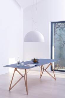 Gazzda Tink table houten eettafel whitewash - met linoleum tafelblad smokey blue - 160 x 90 cm Blauw