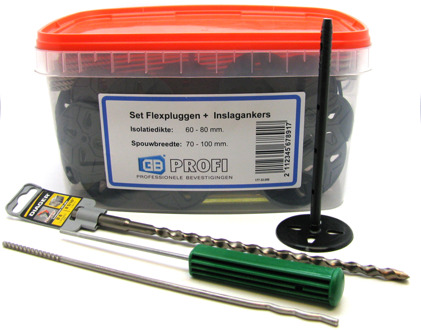 GB Profi flexplug 8x140, spouwank 250x4 A4 (40st), hulpstuk/betonboor | 1 stuk - 17941463