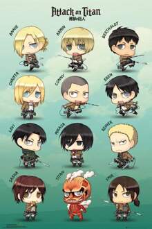 Gbeye Attack On Titan Chibi Characters Poster 61x91,5cm Multikleur