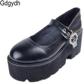 Gdgydh 2020 Autumn News Women Pumps Round Toe Sweet Mary Janes Female Single Shoes Shallow Soft Leather Black Shoes Size 35-39