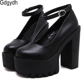 Gdgydh 2020 new spring autumn casual high-heeled shoes sexy ruslana korshunova thick heels platform pumps Black White Size 42