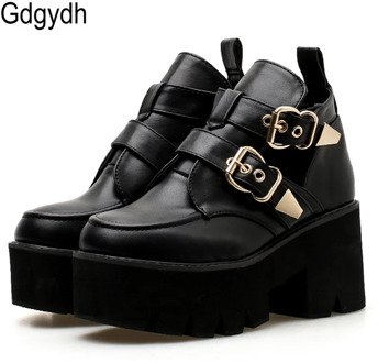 Gdgydh 2020 Spring Autumn Woman Platform Shoes Casual Round Toe Fashion Buckle Comfortable High Heels Basic Pumps Heels Woman