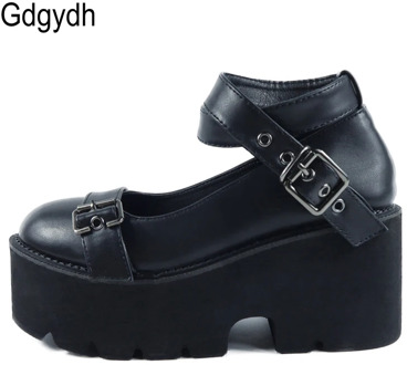 Gdgydh Fashion Buckle Fall Shoes For Women Heels Platform Shoes Leather PU Women Pumps Ankle Strap Mary Jane Shoes Drop Ship