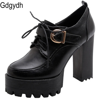 Gdgydh Womens Super High Heels Platform Shoes Office Party Shoes For Women Pumps Lace Up Spring Autumn Fashion Buckle Big Size