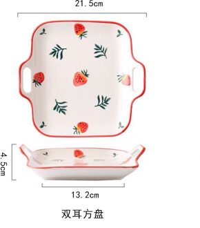 Gebakken Binaural Kaas Gebakken Rijst Bakken Schotel Keramische Servies Plaat Netto Rood Persoonlijkheid Handgeschilderde Home Salade