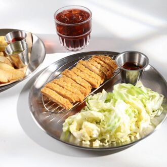 Gebakken Kip Plaat Karbonade Plaat Rvs Ronde Cafe Salade Dim Sum Taart Plaat Kip Chop Rack