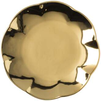 Gebaksbordje goud - keramiek - ø15.5x2 cm