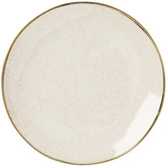 Gebaksbordje met gouden rand - beige - ø15 cm