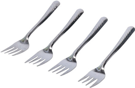 Gebaksvork - 12x stuks - zilver - streep - 18 cm - gebak/cakevork - vaatwasser bestendig