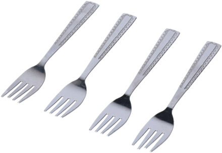 Gebaksvorkjes - 12x stuks - zilver - stippen - 15 cm - taartvorkjes - vaatwasser bestendig