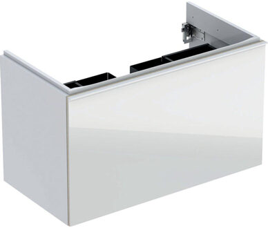 Geberit Acanto wastafelonderkast 1 lade front glas 89 cm, glans wit