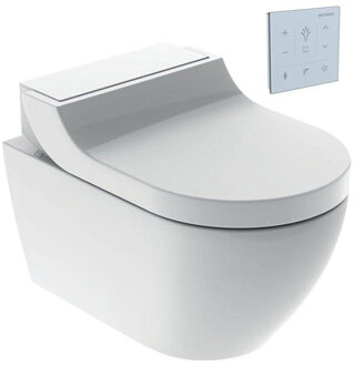 Geberit AquaClean Tuma Comfort Douchewc decorplaat glas met wandbediening wit SW87553 / SW107038 Wit glans