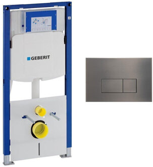 Geberit Duofix Element - UP 320 - QeramiQ metal bedieningsplaat - wand 112cm - rechthoekige knoppen - metaal gunmetal SW706199 0700090 Gunmetal Geborsteld (Antraciet)