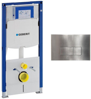 Geberit Duofix Element - UP 320 - QeramiQ metal bedieningsplaat - wand 112cm - rechthoekige knoppen - metaal RVS SW706195 0700090 Steel (Rvs)