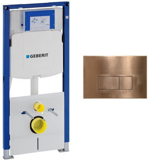 Geberit Duofix Inbouwreservoir UP320 met QeramiQ metal bedieningsplaat - wand 112cm - rechthoekige knoppen - metaal koper SW706197 SW1242378 Koper geborsteld