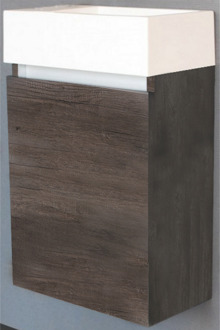 Geberit Fonteinkast Sanilux Trendline 40x22x63.5 cm Century Oak met Witte Wastafel Kraangat Rechts