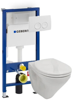 Geberit Gustavsberg Saval vlakspoel toiletset met Geberit UP100 en Delta21 bedieningspaneel