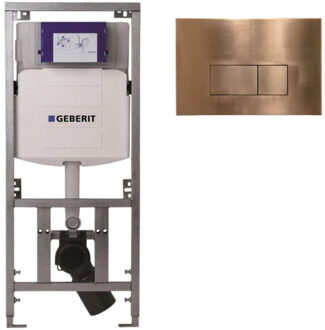 Geberit Inbouwreservoir UP320 met QeramiQ metal bedieningsplaat - dualflush - rechthoekige knoppen - metaal koper SW706197 0701131 Koper geborsteld