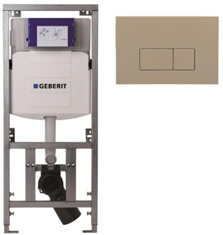 Geberit Inbouwreservoir UP320 met QeramiQ push bedieningsplaat - dualflush - rechthoekige knoppen - kunststof taupe SW1102379 0701131 Wit glans