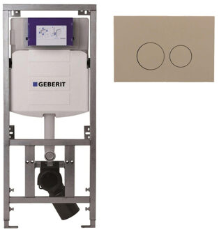 Geberit Inbouwreservoir UP320 met QeramiQ push bedieningsplaat - dualflush - ronde knoppen - kunststof taupe mat SW1102378 0701131