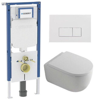 Geberit QeramiQ Dely Swirl Toiletset - 36.3x51.7cm - Geberit UP720 Duofix Sigma inbouwreservoir - 35mm zitting - glans witte bedieningsplaat - rechthoekige knoppen - wit glans SW1237202/SW706187/SW1000767/SW1026256