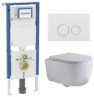 Geberit QeramiQ Dely Swirl Toiletset - 36.3x51.7cm - Geberit UP720 Duofix Sigma inbouwreservoir - slim zitting - glans witte bedieningsplaat - ronde knoppen - wit glans SW1237202/SW706186/SW1000766/SW1026256