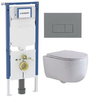 Geberit QeramiQ Dely Swirl Toiletset - 36.3x51.7cm - Geberit UP720 Duofix Sigma inbouwreservoir - slimzitting - bedieningsplaat licht grijs - rechthoekige knoppen - wit glans SW1237202/SW1102375/SW1000766/SW1026256