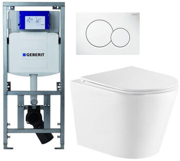 Geberit QeramiQ Dely Toiletset - Geberit UP320 inbouwreservoir - witte bedieningsplaat - toilet - zitting - mat wit 0701131/0700518/sw543432/ Wit mat