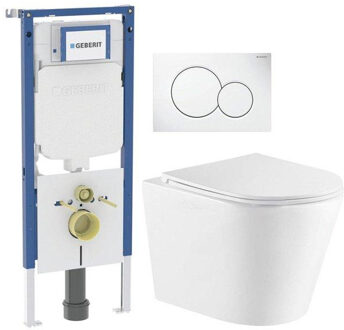 Geberit QeramiQ Dely Toiletset - Geberit UP720 inbouwreservoir - witte bedieningsplaat - toilet - zitting - glans wit SW1237202/0700518/SW1159504/SW1026255 Wit glans
