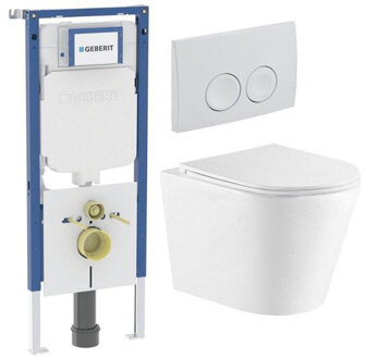 Geberit QeramiQ Dely Toiletset - Geberit UP720 inbouwreservoir - witte bedieningsplaat - toilet - zitting - glans wit SW730486/SW1237202/SW1026255/SW1159504 Wit glans