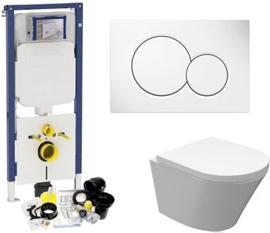 Geberit Sigma 8 (UP720) Toiletset set18 Wiesbaden Vesta Junior Rimless 47cm Met Sigma Drukplaat Wit
