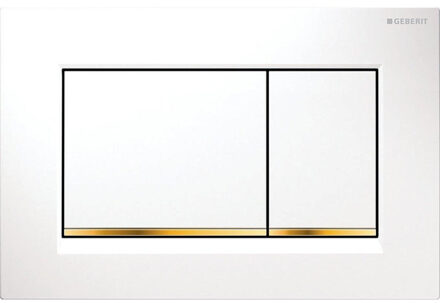Geberit Sigma30 bedieningplaat met dualflush frontbediening voor toilet/urinoir 24.6x16.4cm wit / goud
