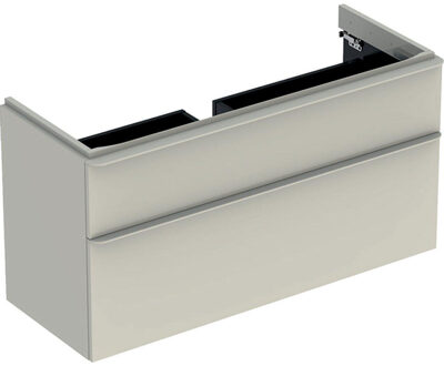 Geberit Smyle wastafelonderkast 2 laden 118,4x62 cm glas, glans zandgrijs