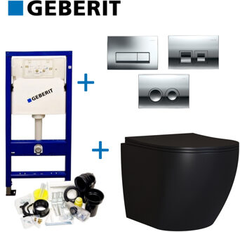 Geberit UP100 Mat Zwarte Toiletset set65 Mudo Randloos