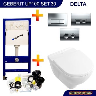 Geberit up100 set19 O.novo DirectFlush met Delta drukplaten Wit