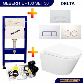 Geberit UP100 set24 Wiesbaden Vesta Rimless 52 cm met Delta Drukplaat Wit