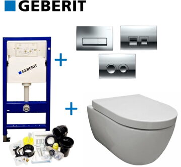Geberit Up100 Toiletset 08 Aqua Royal Easyflush Rimfree 48 cm Compact Met Delta Drukplaat