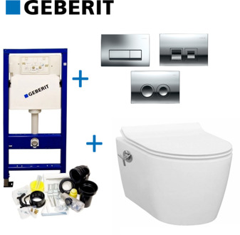 Geberit UP100 Toiletset 18 Idevit Alfa Met Bidet Rimfree En Drukplaat