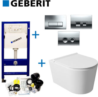 Geberit UP100 Toiletset 51 Civita Glans Wit Rimless Met bril En Drukplaat