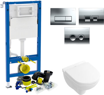 Geberit UP100 Toiletset 54 Villeroy & Boch O.Novo DirectFlush Compact Met Bril En Drukplaat