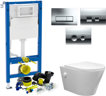 Geberit up100 Toiletset Bidesta | Rimless | Met Bidetkraan | Glans Wit | Delta Drukplaat