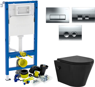 Geberit up100 Toiletset Bidesta | Rimless | Met Bidetkraan | Mat Zwart | Delta Drukplaat