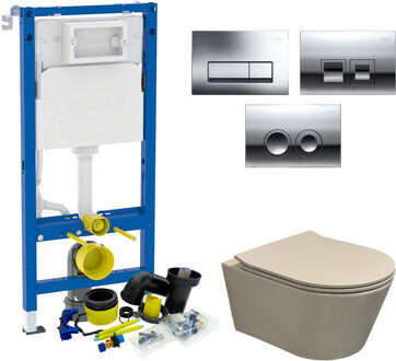 Geberit up100 Toiletset BWS Calitri Urb.y | Rimfree Compact | Mat Beige | Delta Drukplaat