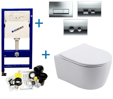 Geberit up100 Toiletset BWS Mudo | Randloos met Zitting | Mat Wit | Delta Drukplaat