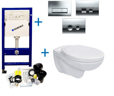 Geberit UP100 Toiletset Compleet | Inbouwreservoir | BWS Basic Pro Randloos | Set01 met drukplaat Wit